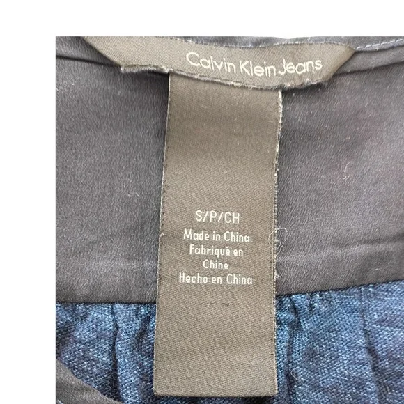 Calvin Klein Jeans Womens Navy Blue Henley Drawstring Waist Dress S -100% Cotton - Picture 4 of 8